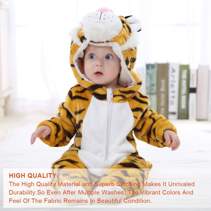 MICHLEY Unisex Baby Costume Winter and Autumn Flannel Romper for 18-24 Months, Animal Cosplay Jumpsuit White Size 100 - Image 4